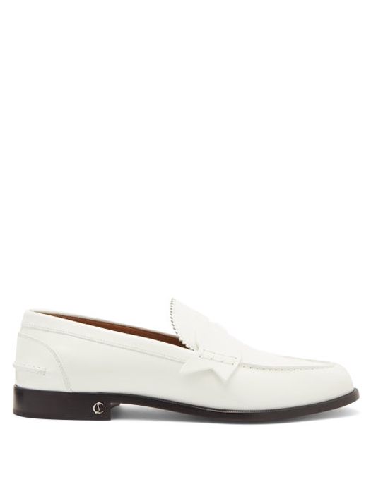 Christian Louboutin - No Penny Leather Loafers - Mens - White