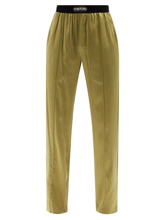Tom Ford - Elasticated-waist Silk-blend Pyjama Trousers - Mens - Khaki
