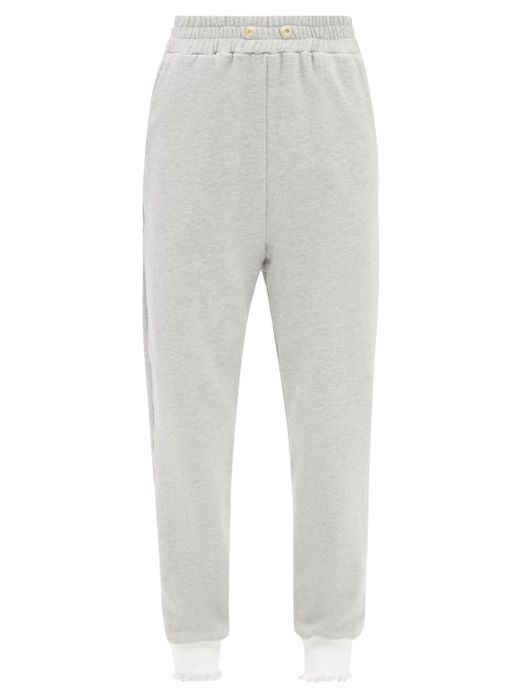 Rodarte - Ruffled-cuff Cotton-blend Jersey Track Pants - Womens - Grey