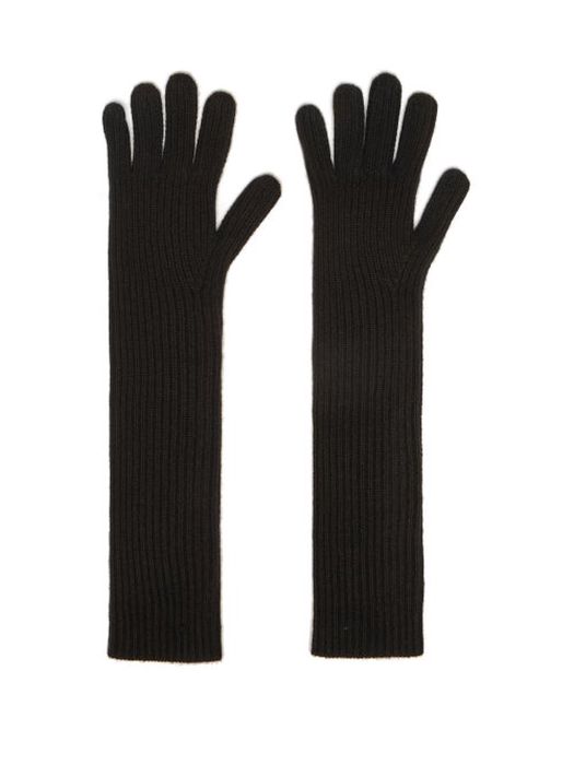 Raey - Recycled Cashmere-blend Ribbed Long Gloves - Womens - Black