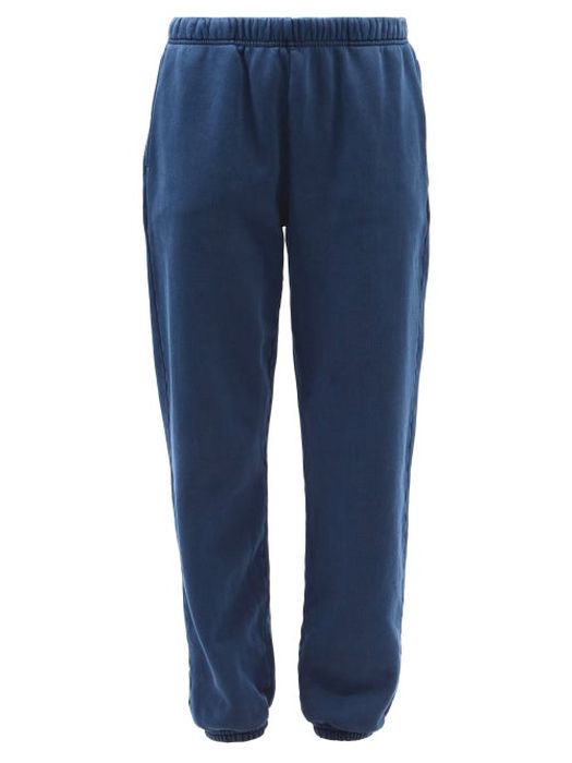 Les Tien - Brushed-back Cotton Track Pants - Womens - Dark Blue