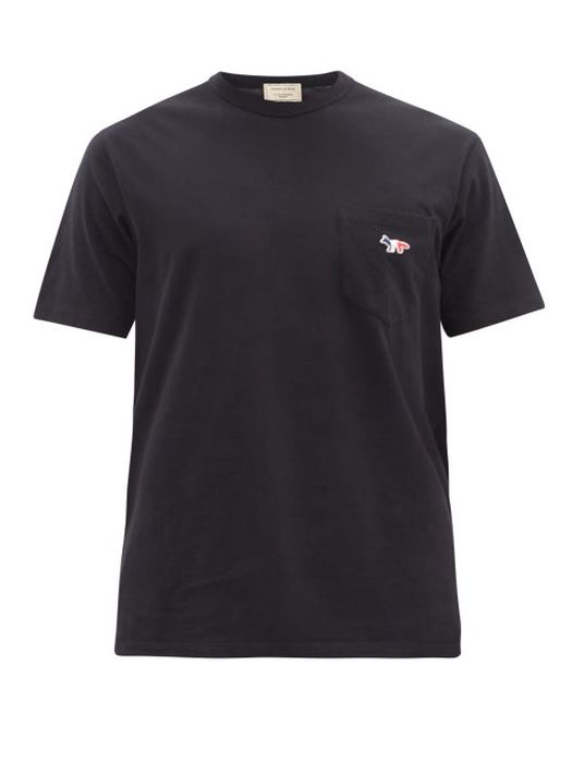 Maison Kitsuné - Tricolour Fox-patch Cotton-jersey T-shirt - Mens - Black