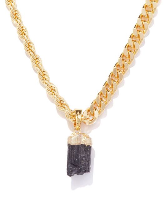 Crystal Haze - Tourmaline & 18kt Gold-plated Necklace - Womens - Black