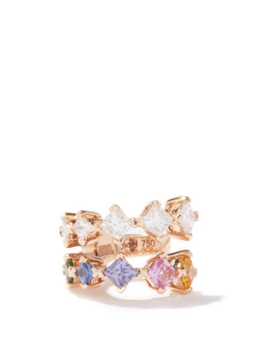 Diane Kordas - Rainbow Diamond, Sapphire & 18kt Gold Ear Cuff - Womens - Diamond