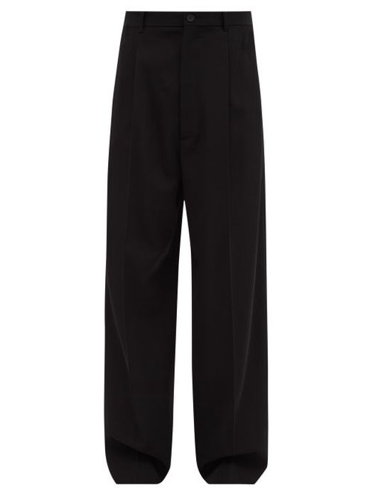 Balenciaga - Oversized Mid-rise Wool-twill Trousers - Mens - Black