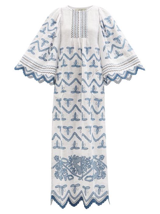 Vita Kin - Virginie Embroidered Linen Maxi Dress - Womens - White