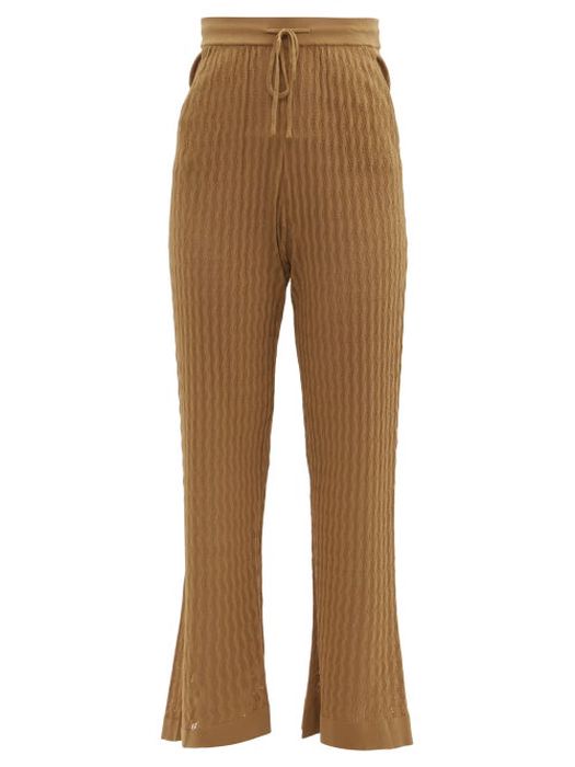 Dodo Bar Or - Gail Flared Eyelet-striped Trousers - Womens - Brown