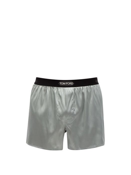 Tom Ford - Silk-blend Satin Boxer Shorts - Mens - Blue