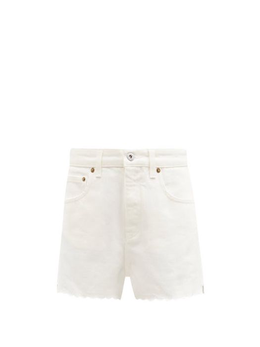 Miu Miu - High-rise Scalloped Denim Shorts - Womens - White