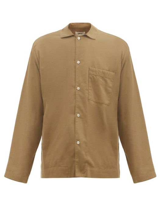 Tekla - Organic-cotton Pyjama Shirt - Mens - Khaki