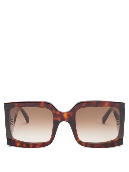 Celine Eyewear - Oversized Square Tortoiseshell-acetate Sunglasses - Womens - Dark Brown