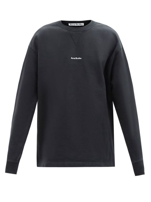 Acne Studios - Logo-print Cotton-jersey Sweatshirt - Mens - Black