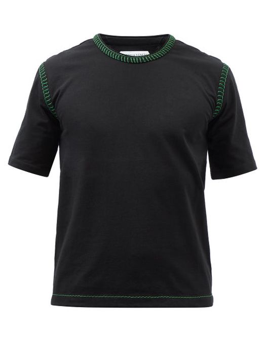 Bottega Veneta - Blanket-stitch Cotton-jersey T-shirt - Mens - Black