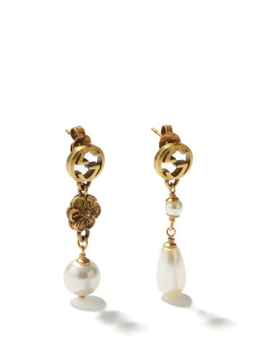 Gucci - GG And Glass Pearl Mismatched Earrings - Womens - Pearl