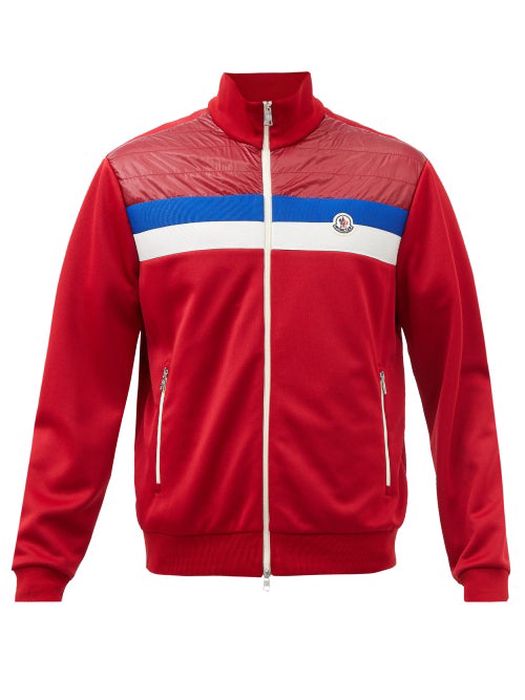 Moncler - Logo-patch Panelled-jersey Track Top - Mens - Red Multi