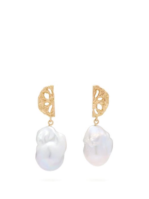 Nadia Shelbaya - 200 Fan Pearl & Gold Earrings - Womens - Pearl