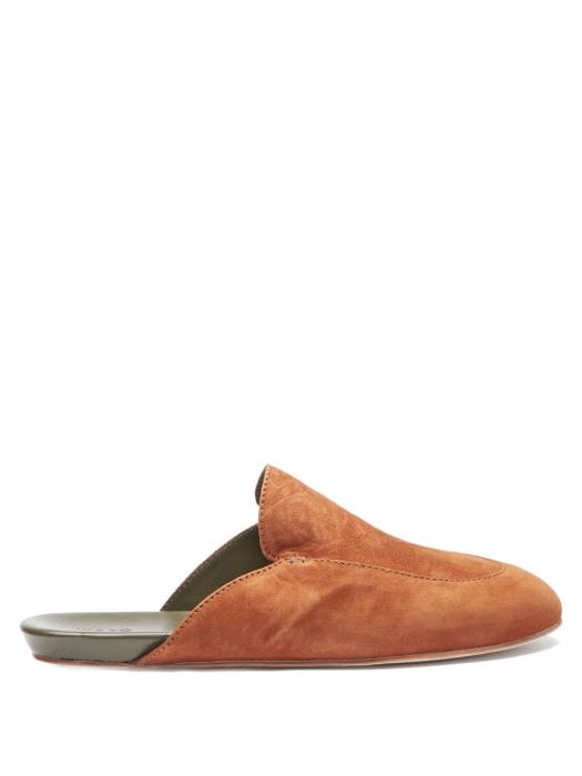 Inabo - Slowfer Leather And Suede Slippers - Mens - Brown