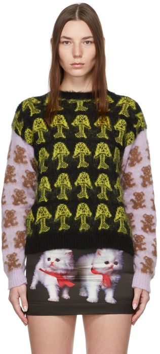 Ashley Williams Black & Purple Mushroom Sweater