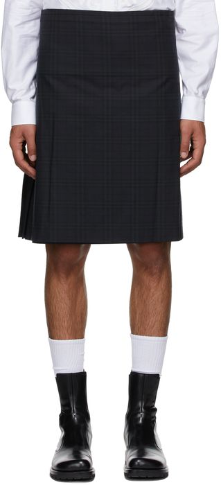Burberry Black Check Pleated Kilt Skirt