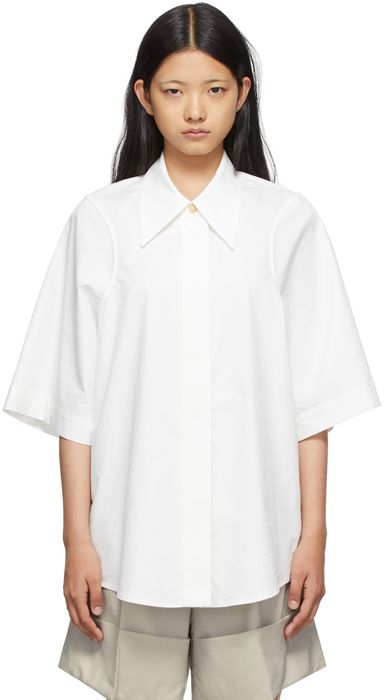 LOW CLASSIC SSENSE Exclusive White Armhole Stitch Short Sleeve Shirt