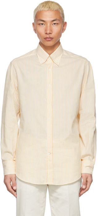 Brunello Cucinelli White & Yellow Basic Fit Shirt