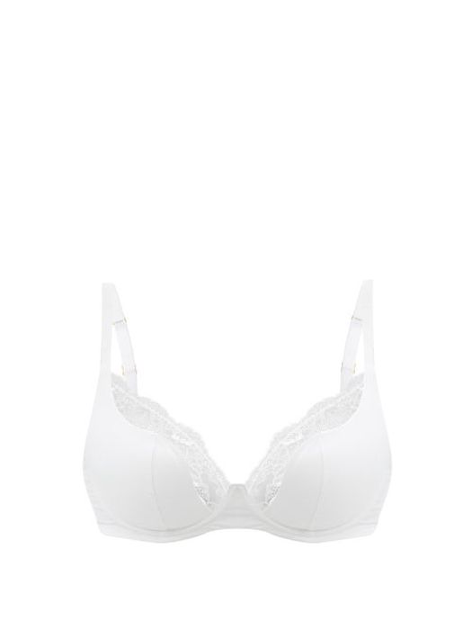 Agent Provocateur - Brigette Lace-insert Microfibre Padded Bra - Womens - White