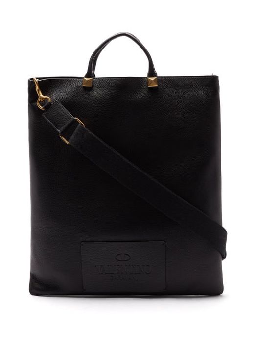 Valentino Garavani - Grained-leather Tote Bag - Mens - Black