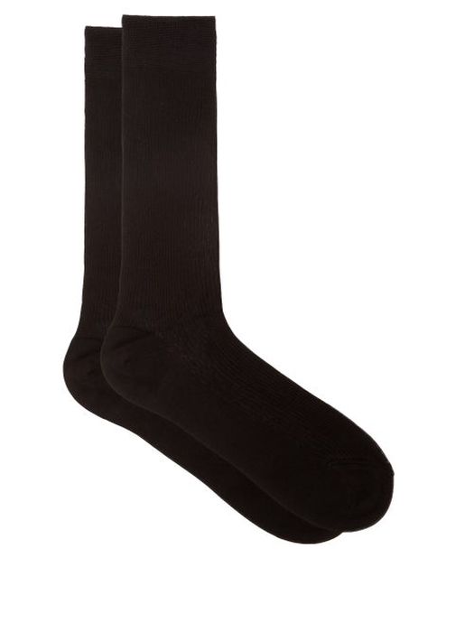 Raey - Ribbed Silk Socks - Mens - Black