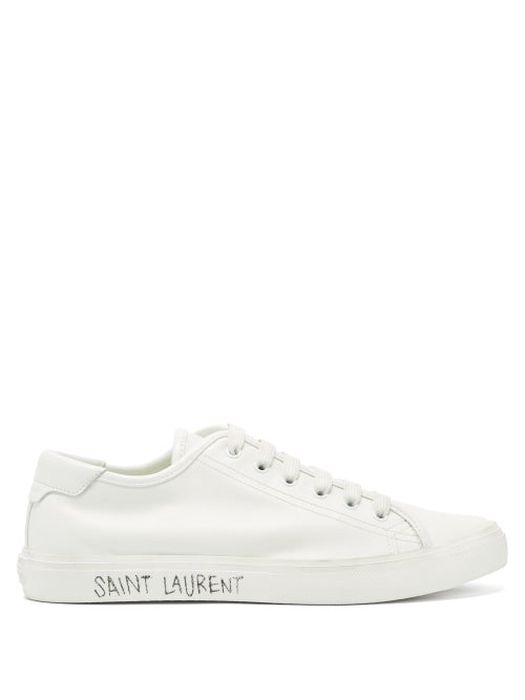 Saint Laurent - Malibu Logo-print Leather Trainers - Womens - White