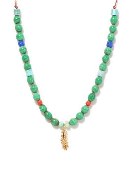 Musa By Bobbie - Chrysoprase & 14kt Gold Beaded Necklace - Womens - Green