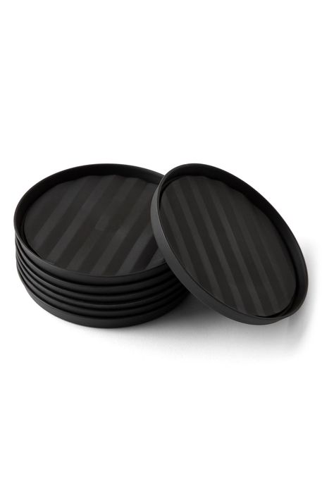 RABBIT Set of 8 Stackable Plastic Coasters in Black