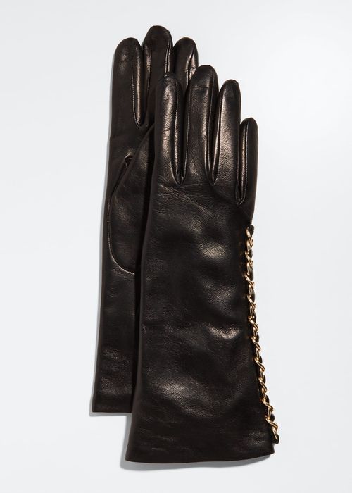 Long Napa Leather Chain Gloves