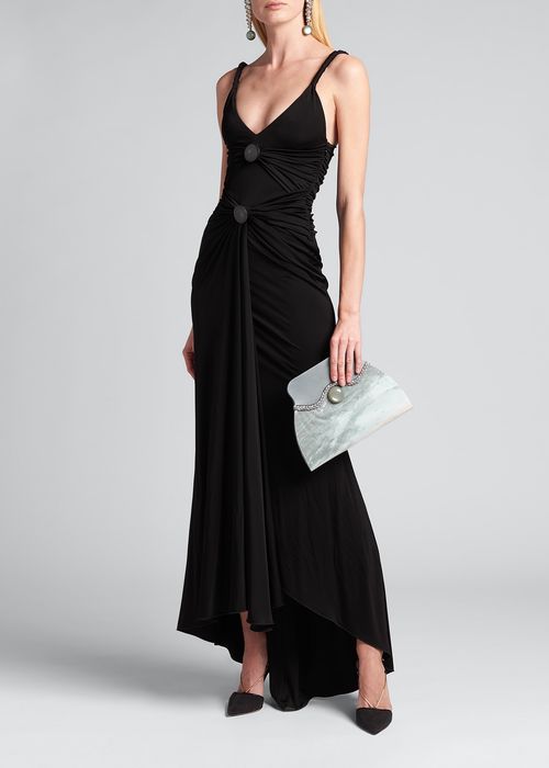 High-Low Front Ruched Jersey Gown