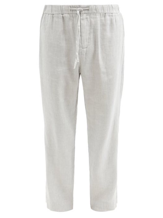 Frescobol Carioca - Oscar Linen-blend Wide-leg Chino Trousers - Mens - Grey