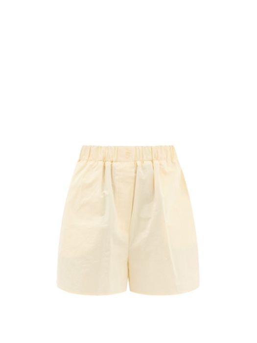 The Frankie Shop - Lui Organic Cotton-poplin Boxer Shorts - Womens - Light Yellow