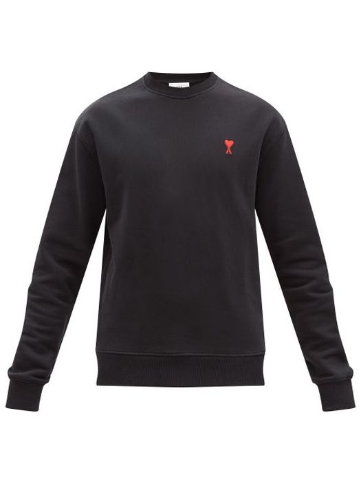 Ami - Ami De Caur-logo Cotton-jersey Sweater - Mens - Black