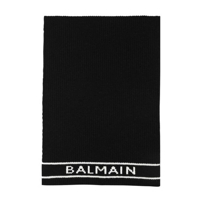 Wool scarf with white logo