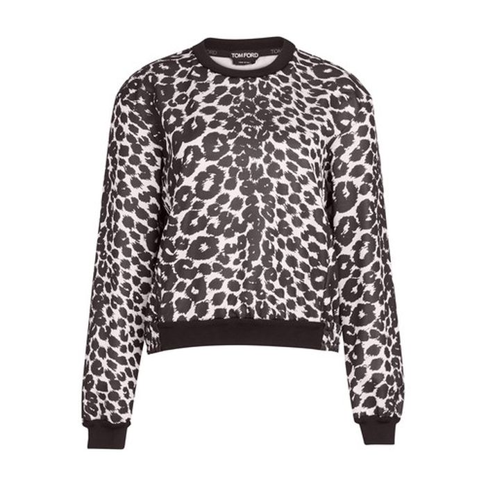 Ikat leopard print on fleece top