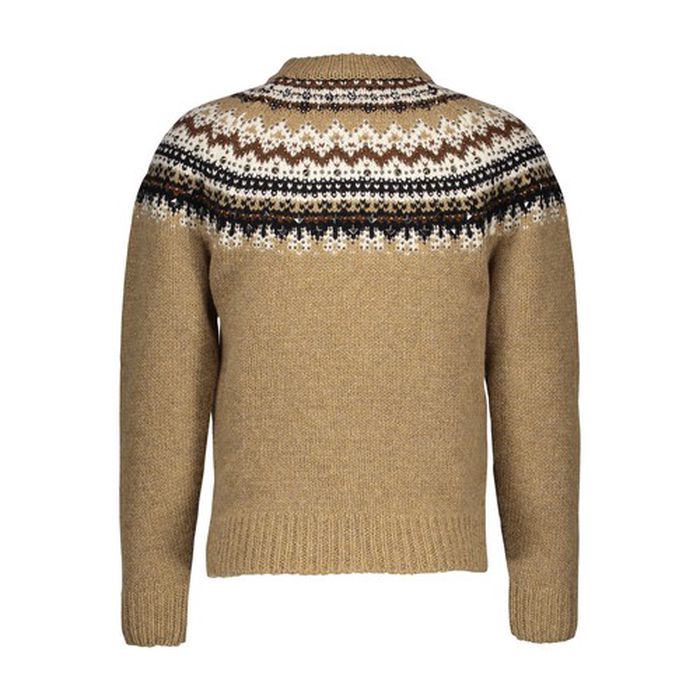 Shetland Wool Round-Neck Jumper with A Fair Isle Pattern