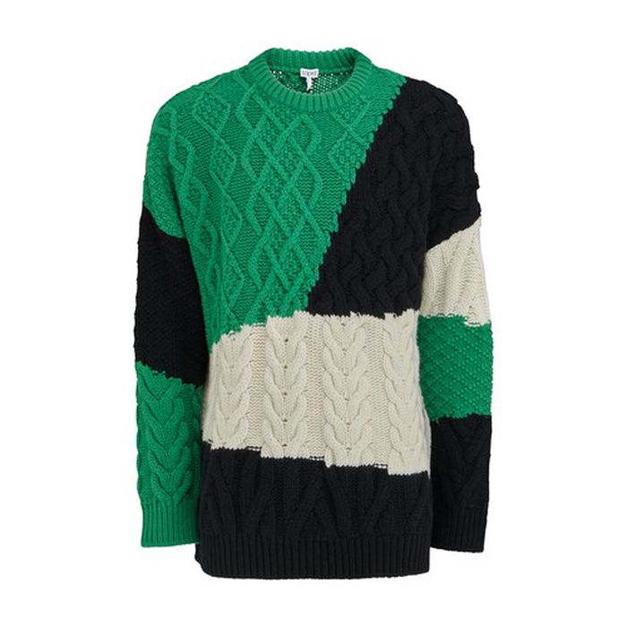 Colorblock Cable Sweater
