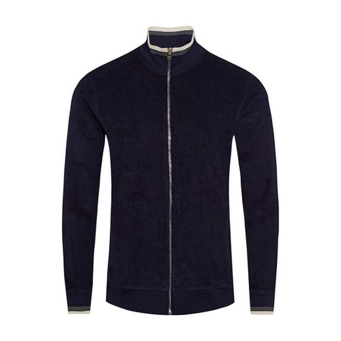 Egerton Luxe Stripe Rib Zip-Thru Towelling Sweatshirt