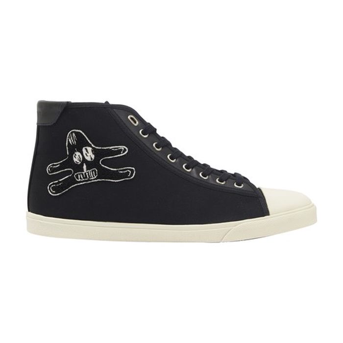 Celine Blank Mid Lace Up Sneaker with Toe Cap in Canvas and Calfskin