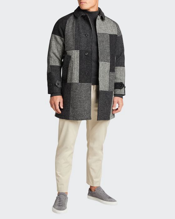 Men's Harris Patchwork Wool Tweed Overcoat