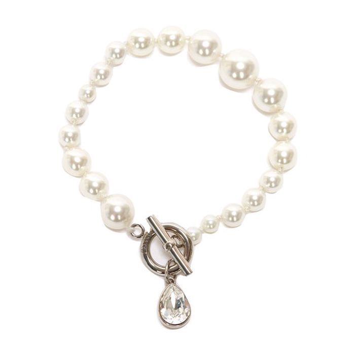 Graduated Pearl & Crystal Anklet