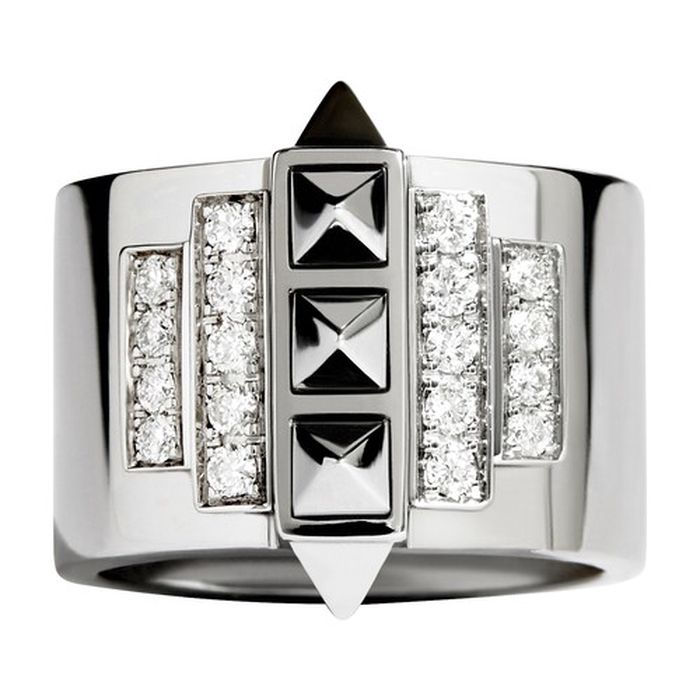 Rockaway 5 picots diamond & silver pinky ring