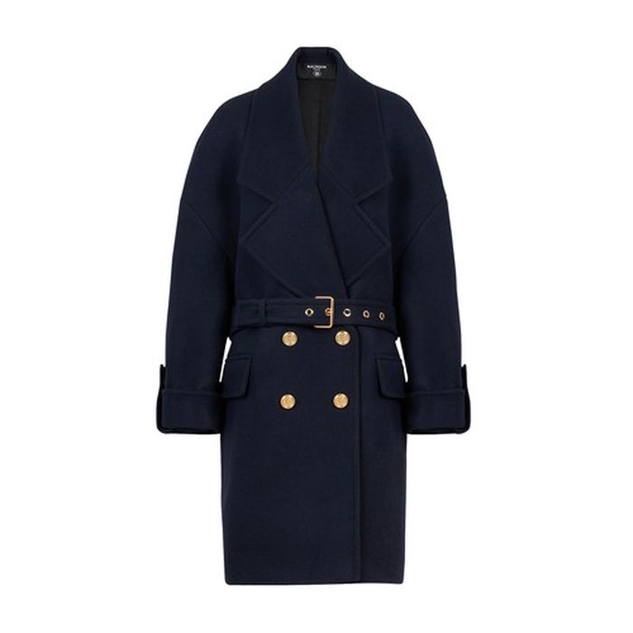 Navy wool and cashmere pea coat