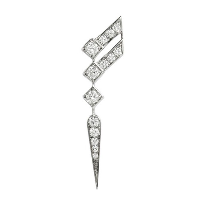 Stairway wings diamond & silver earring