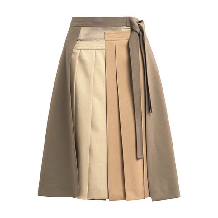 Pleated low waist wrap skirt