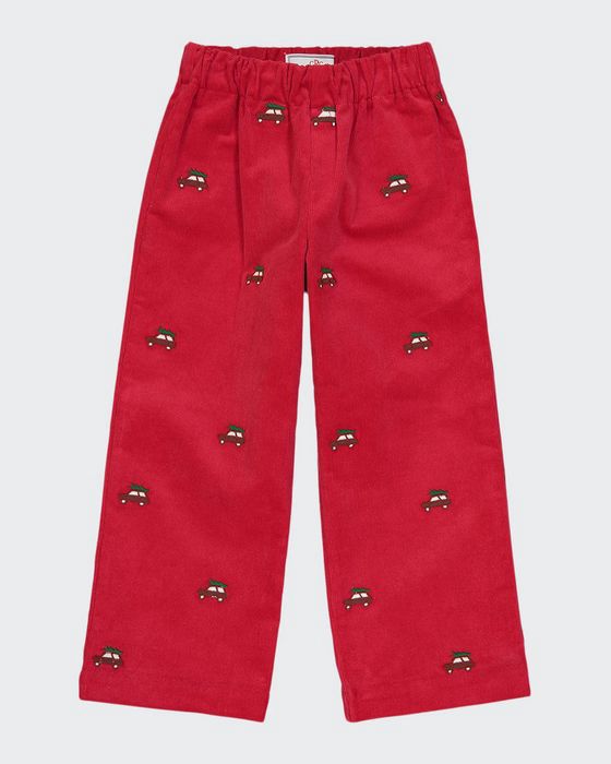 Boy's Myles Embroidered Corduroy Pants, Size 9M-4