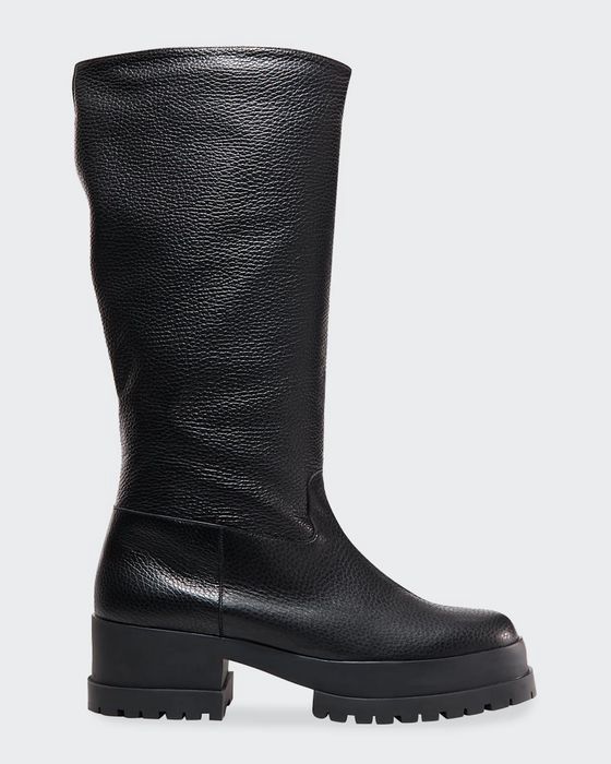 Wendel Calf Leather Lug Sole Knee Boots